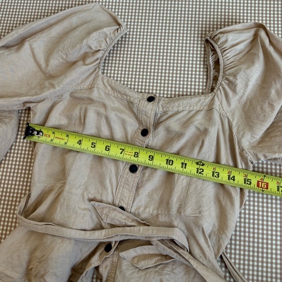 OYSHO Spain linen blend belted blouse top. Size medium - Picture 14 of 16